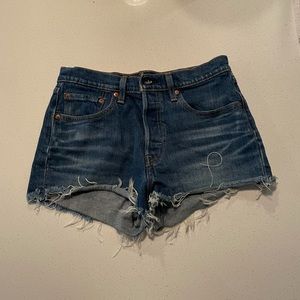 Distressed Levi jean shorts